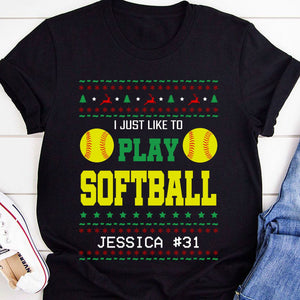 GeckoCustom Personalized Custom Ugly Christmas Softball Sweatshirt H541v2