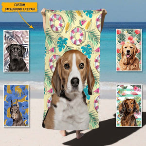 GeckoCustom Personalized Dog Clipart Dog Beach Towel, T368 HN590