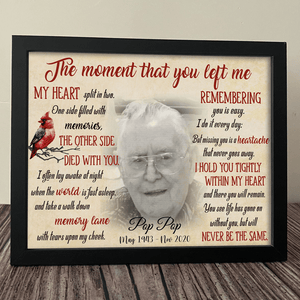 GeckoCustom Personalized Family Memorial Picture Frame The Moment That You Left Me, Memorial Gift Ideas 10"x8"