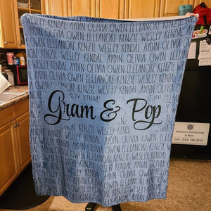 GeckoCustom Personalized Grandparent Blanket, Grandparent Gift, HN590 VPL Cozy Plush Fleece Blanket 60x80