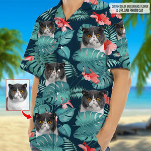 GeckoCustom Personalized Photo Upload Cat Men's Hawaiian Shirt, HN590