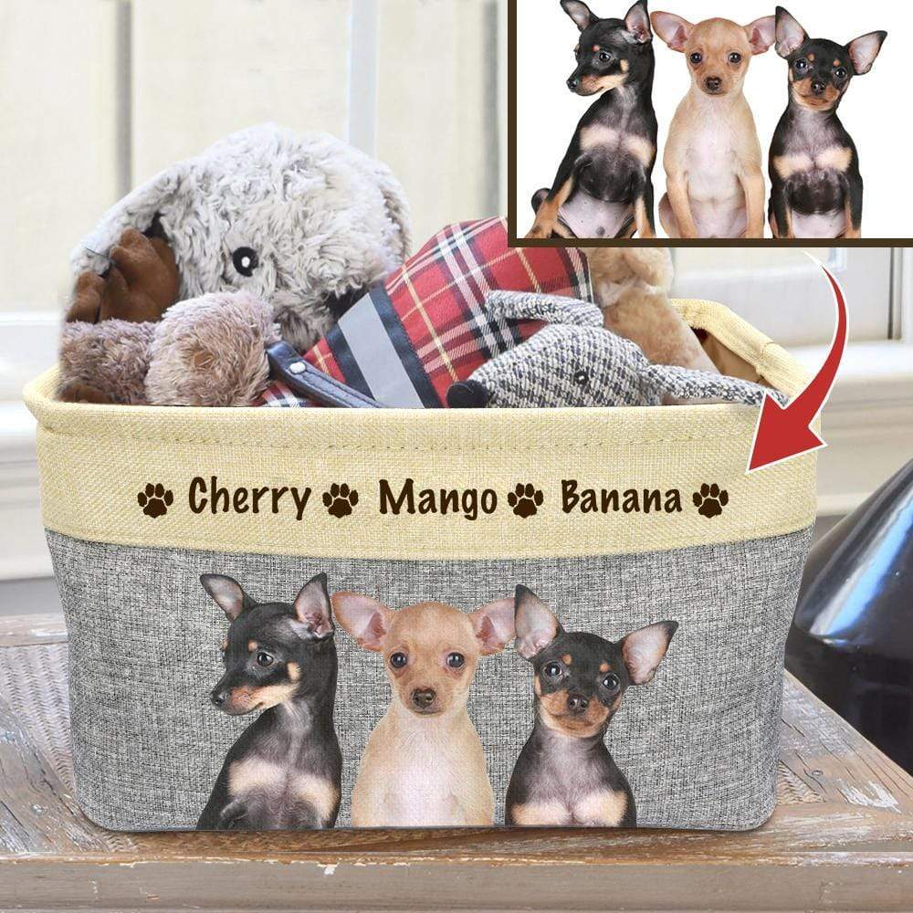 GeckoCustom Pet Photo Pet Toys Bin Storage, Dog Lovers Gift, Cat Lover Gift HN590