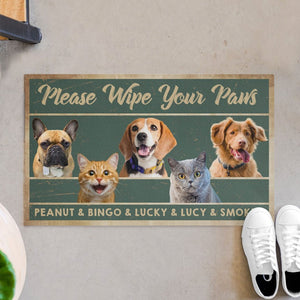 GeckoCustom Please Wipe Your Paws Personalized Custom Photo Dogs Cats Pets Doormats C597