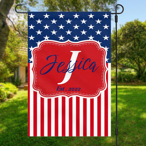 GeckoCustom Red White and Blue Patriotic Flag 4th Of July Custom Garden Flag H377 12"x18"