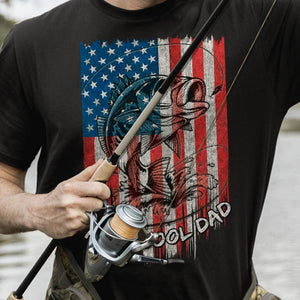 GeckoCustom Reel Cool Dad Flag Front Fishing Shirt, HN590