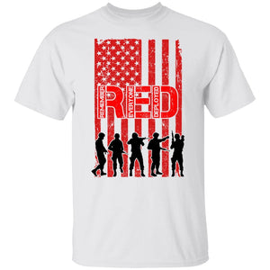 GeckoCustom Remember Everyone Deployed Red Friday American Flag Military 4th Of July Shirt H397 Basic Tee / White / S