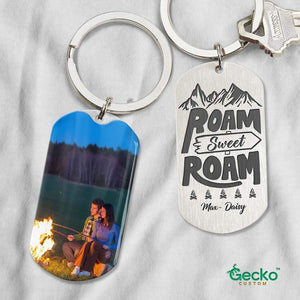 GeckoCustom Roam Sweet Roam Camping Metal Keychain HN590