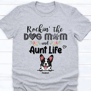 GeckoCustom Rockin' The Dog Mom & Aunt Life Shirt Basic Tee / Light Blue / S