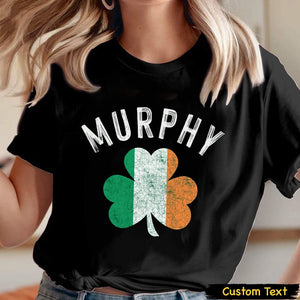 GeckoCustom Shamrock Distressed Custom Last Name Irish Shirt HN590 Women V-neck / V Black / S