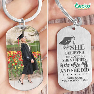 GeckoCustom She Studied Her XXX Off And She Did Graduation Metal Keychain HN590