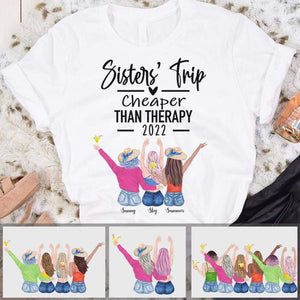 GeckoCustom Sisters Trip Than Therapy 2021, Summer Sister Best Friend Shirt