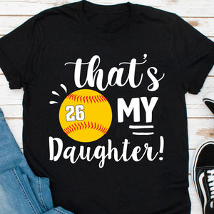 GeckoCustom Softball Family That's My Softball Player Personalized Custom Softball Shirts C480 Basic Tee / Black / S