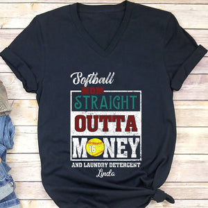 GeckoCustom Softball Mom Straight Outta Personalized Custom Softball Shirt H518