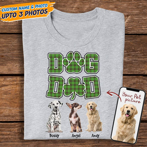 GeckoCustom St.Patricks Day Custom Photo Dog Dad Shamrock Shirt K228 HN590