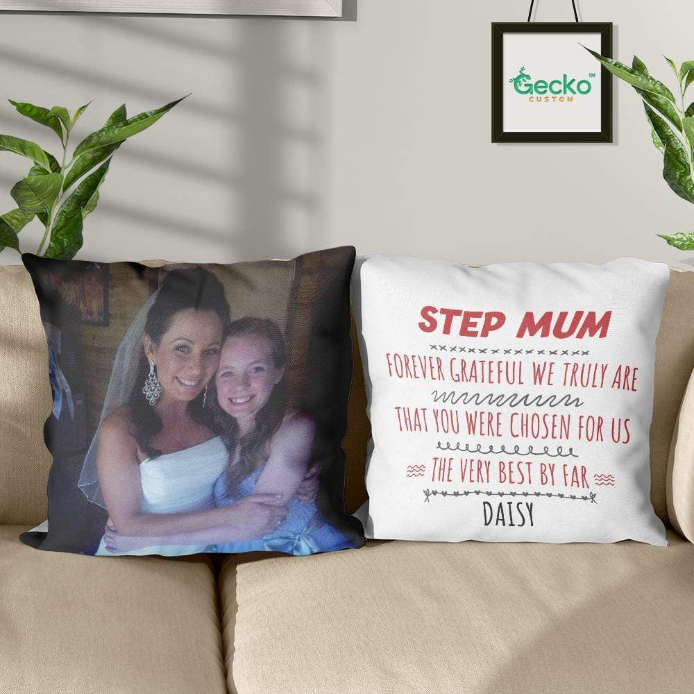 GeckoCustom Step Mom Forever Grateful Stepmother Family Throw Pillow HN590 14x14 in / Pack 1