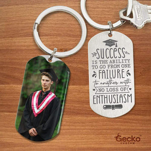 GeckoCustom Success If The Ability Graduation Metal Keychain HN590