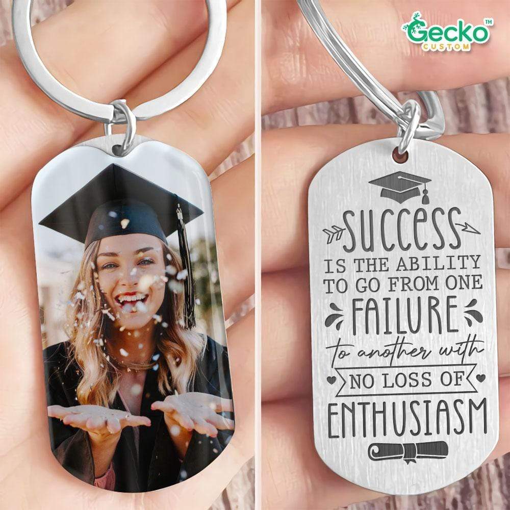 GeckoCustom Success If The Ability Graduation Metal Keychain HN590 No Gift box / 1.77" x 1.06"