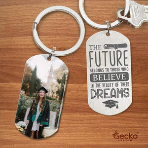 GeckoCustom The Future Belongs To Graduation Metal Keychain HN590