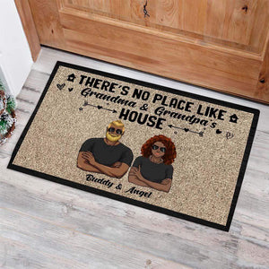 GeckoCustom There's No Place Like Home Grandma & Grandpa Family Doormat HN590