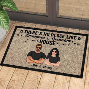 GeckoCustom There's No Place Like Home Grandma & Grandpa Family Doormat HN590