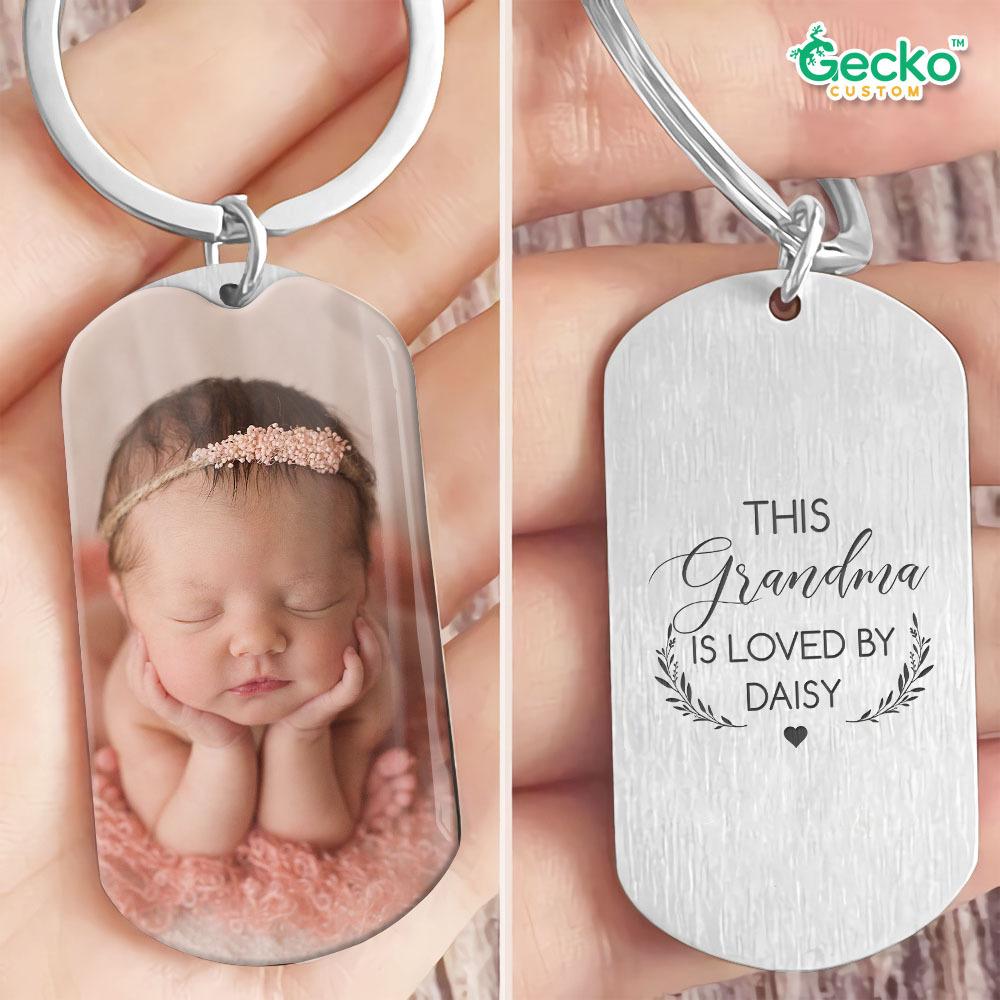 GeckoCustom This Grandma Is Loved By Grandkid Family Metal Keychain HN590 No Gift box / 1.77" x 1.06"