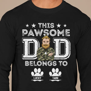 GeckoCustom This Pawsome Dad Belongs To Personalized Custom Dog Dad Shirt C305