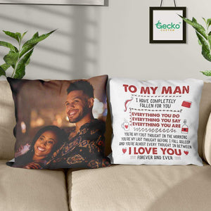 GeckoCustom To My Man I Have Completely Couple Throw Pillow HN590 14x14 in / Pack 1