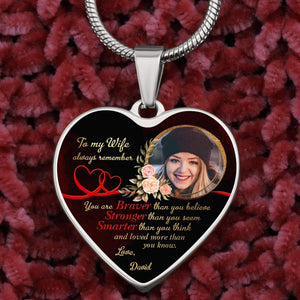 GeckoCustom To My Wife Always Remember Custom Heart Necklace Luxury Necklace (Silver)