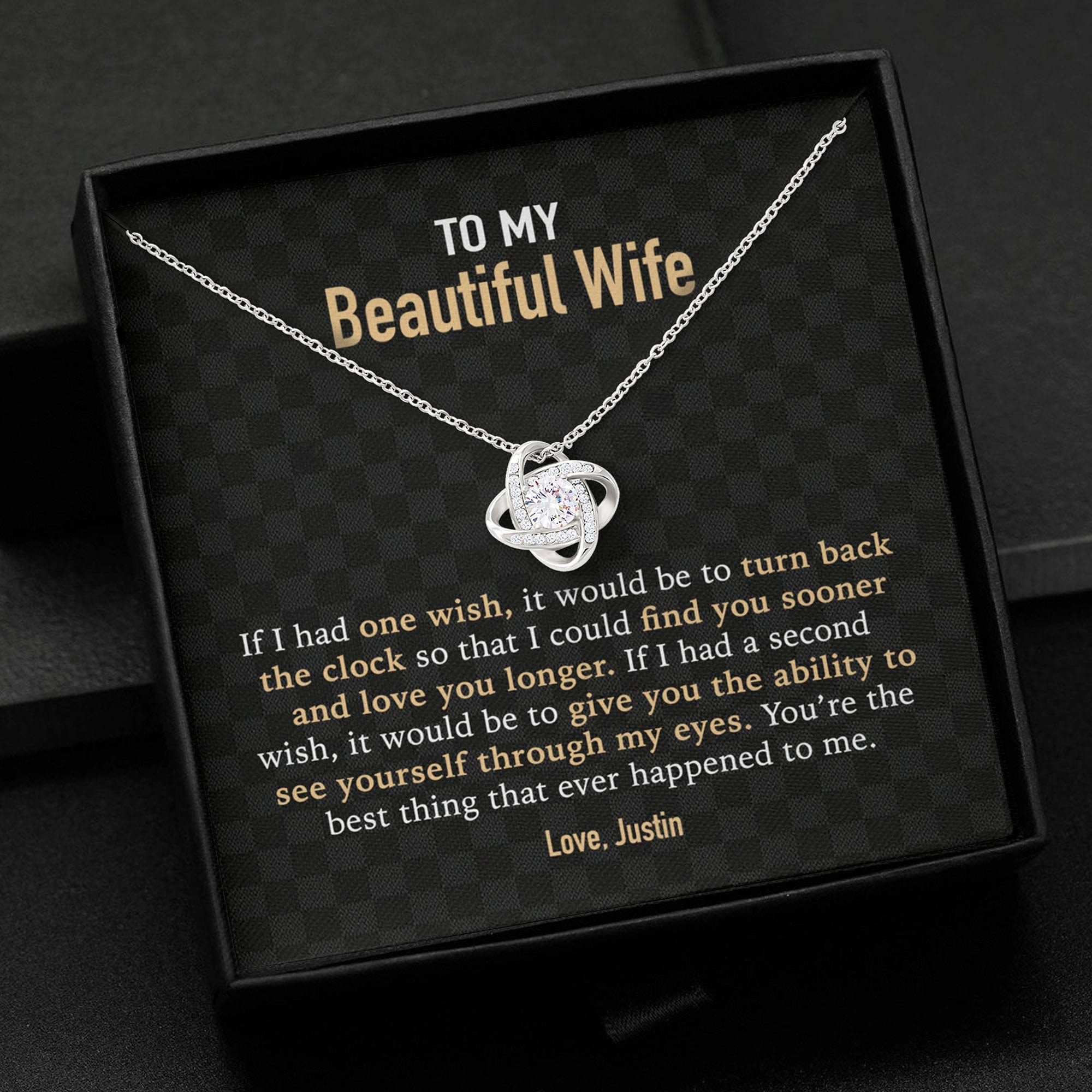 GeckoCustom To My Wife Girlfriend Personalized Message Card Necklace T63 Love Knot