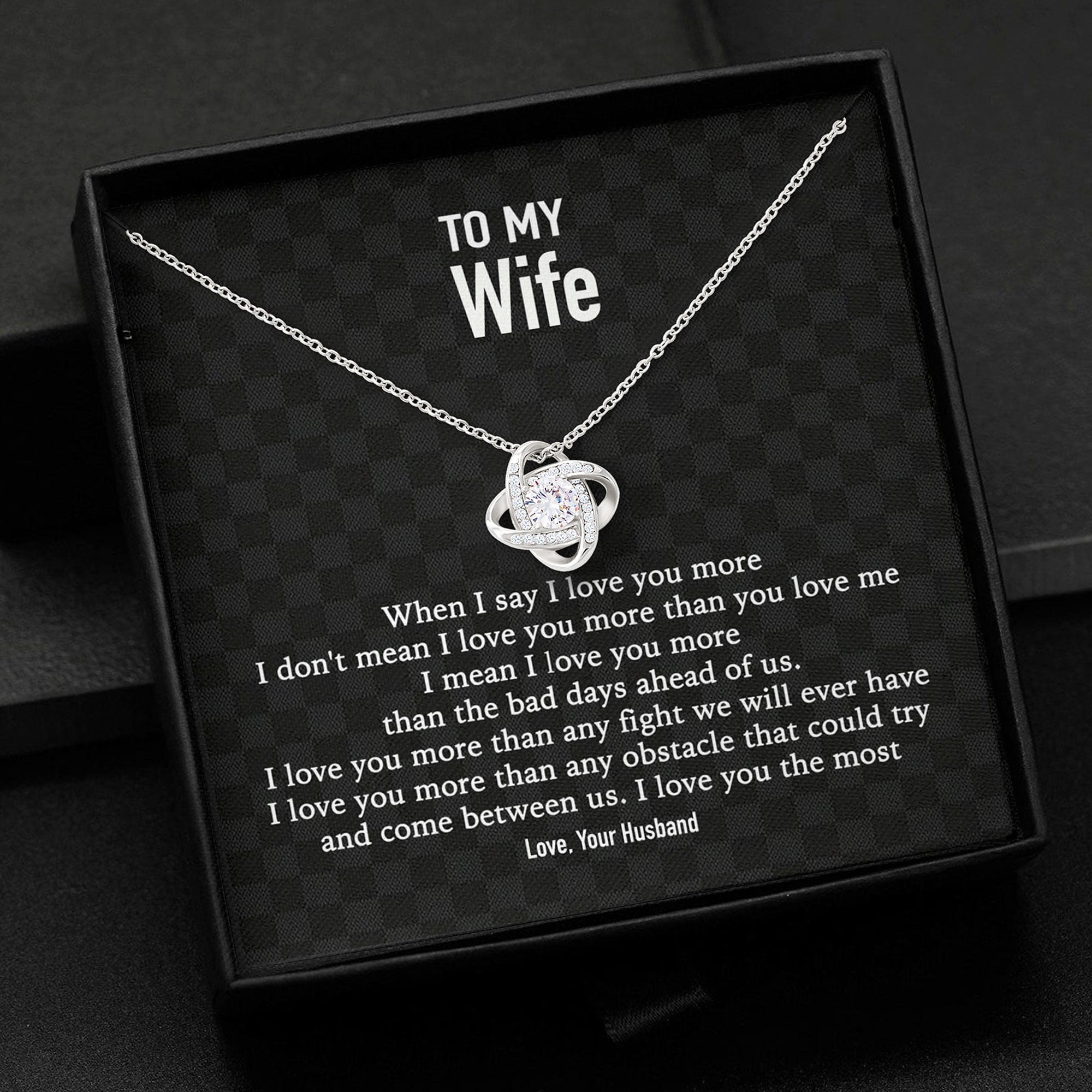 GeckoCustom To My Wife When I Say Custom Message Card Necklace Love Knot