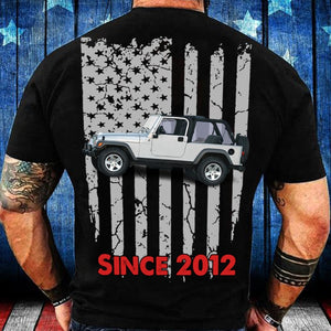 GeckoCustom Upload Car Photo American flag shirt only back HN590