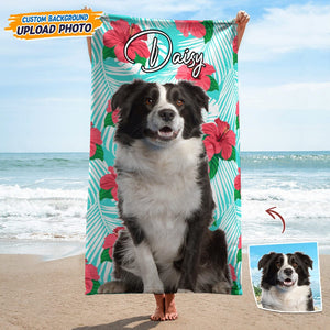 GeckoCustom Upload Dog Photo Beach Towel, T368 HN590 30"x60"