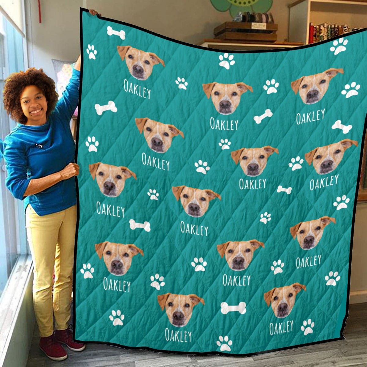 GeckoCustom Upload Dog Photo Dog Quilt Blanket T368 HN590