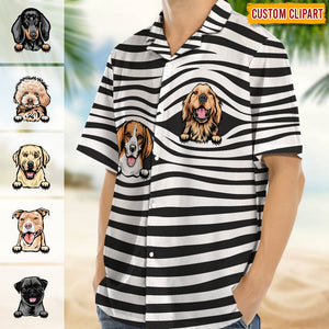 GeckoCustom Upload Dog Photo With Zebra Stripe Hawaiian Shirt K228 889081