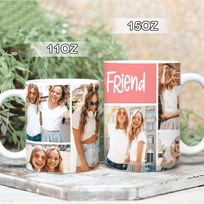 GeckoCustom Upload Image Bestie Coffee Mug, Best Friend Gift HN590 15 oz