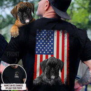 GeckoCustom Upload Photo America Flag Dog Shirt, HN590