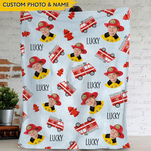 GeckoCustom Upload Photo Baby Firefighter Blanket HN590