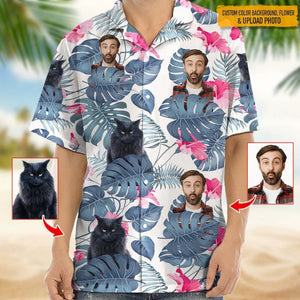 GeckoCustom Upload Photo Cat And Face Hawaiian Shirt, HN590