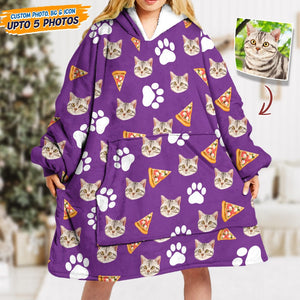 GeckoCustom Upload Photo Dog Cat With Accessories Pattern Hoodie Blanket T368 HN590