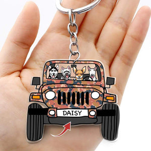 GeckoCustom Veteran Off Road Dog Keychain, Acrylic Keychain Car For Dog Lovers HN590