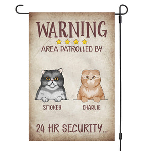 GeckoCustom Warning Area Patrolled By Cats Personalized Custom Cat Garden Flag C414 12"x18"