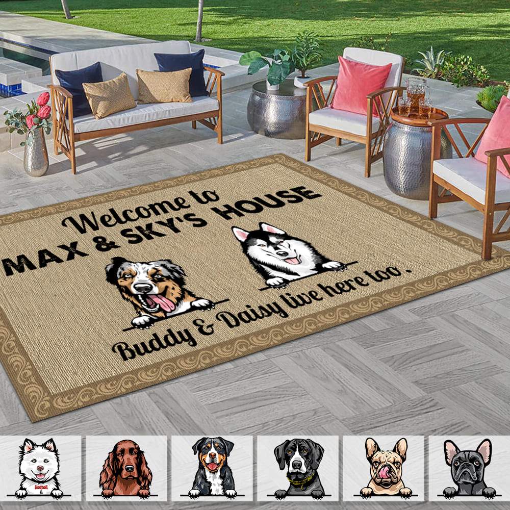 GeckoCustom Welcome Dog's House Dog Patio Rug, Patio Mat HN590 4'x6' (48x72 inch)