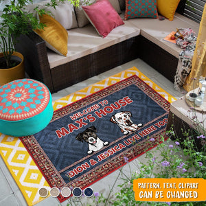 GeckoCustom Welcome To Dog's House Dog Patio Rug, Dog Lover Gift HN590