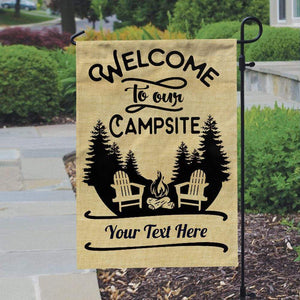 GeckoCustom Welcome To Our Campsite Garden Flag Ver2, Camping Gift, Outdoor Flags, HN590 Without flagpole