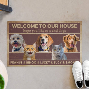 GeckoCustom Welcome To The Pet Home Personalized Custom Photo Dogs Cats Pets Doormats C597