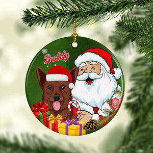 GeckoCustom Wish You A Merry Christmas Santa Claus Dog Ornament